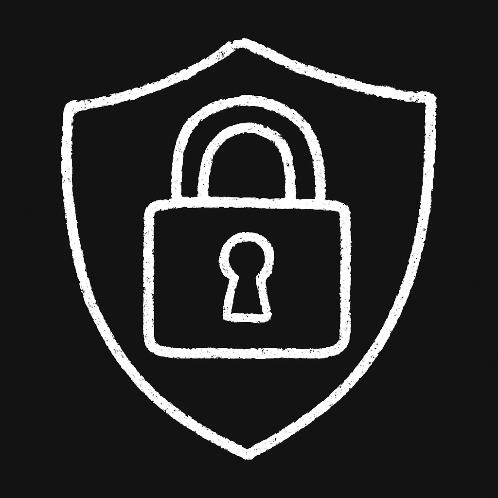 Sriri AI privacy — a hand-drawn lock and shield